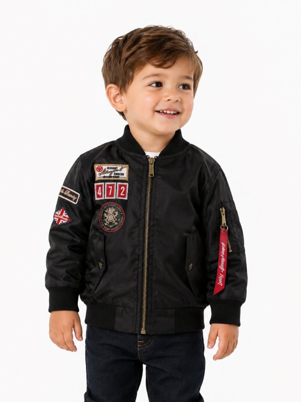 ENGLISH LAUNDRY Aviator Pilot Bomber Black Jacket Kids 3T